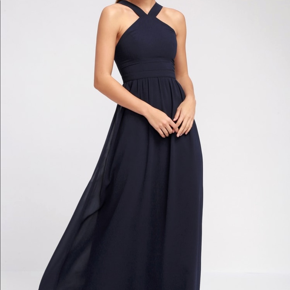 Lulu’s Air of Romance Navy Blue Maxi Dress